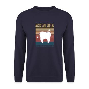 Future Vintage Retro Assistant Dental Surgery - Unisex Sweatshirt - navy - Front - Alina (178cm) & Michal (187cm)