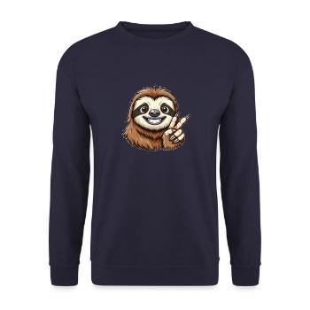 Cute Sloth Teeth Show Joy Cartoon Peace - Unisex Sweatshirt - navy - Front - Alina (178cm) & Michal (187cm)