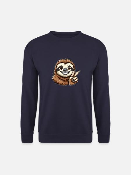 Søde dovendyr tænder viser glæde tegneserie fred - Unisex sweater - marineblå