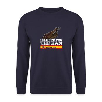 Jamon Espana Schinken Schweinefleisch Küche Keule - Unisex Pullover - Navy - Vorne - Alina (178cm) & Michal (187cm)