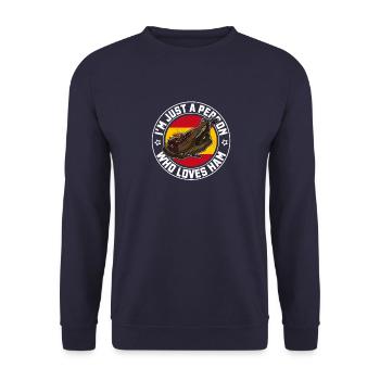 Jamon Andalusien Tradition Spanien Küche Spanisch - Unisex Pullover - Navy - Vorne - Alina (178cm) & Michal (187cm)