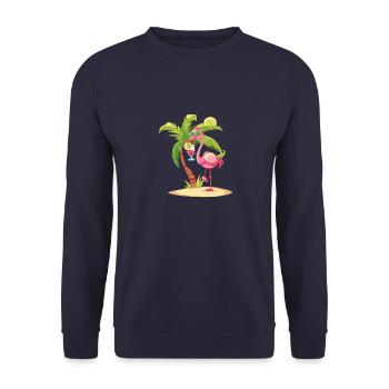 Flamingo Summer Beach Bande dessinée - Sweat-shirt Unisexe - marine - Devant - Alina (178cm) & Michal (187cm)