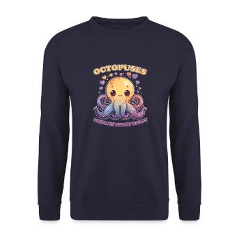 Funny Octopus Cephalopod Squid Gift - Unisex Sweatshirt - navy - Front - Alina (178cm) & Michal (187cm)