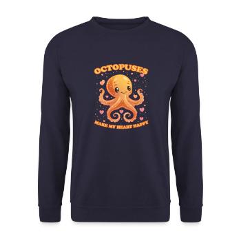 Funny Octopus Cephalopod Squid Gift - Unisex Sweatshirt - navy - Front - Alina (178cm) & Michal (187cm)
