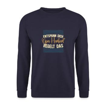 Entspann dich Opa Herbert regelt das - Unisex Pullover - Navy - Vorne - Alina (178cm) & Michal (187cm)