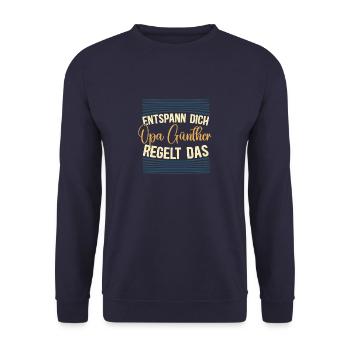 Entspann dich Opa Günther regelt das - Unisex Pullover - Navy - Vorne - Alina (178cm) & Michal (187cm)