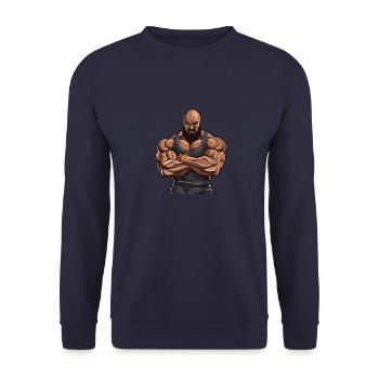 Workout Bodybuilder Muscles - Unisex Sweatshirt - navy - Front - Alina (178cm) & Michal (187cm)