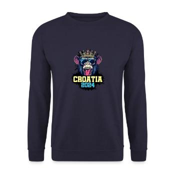 Croatia 2024 Affe - Unisex Pullover - Navy - Vorne - Alina (178cm) & Michal (187cm)