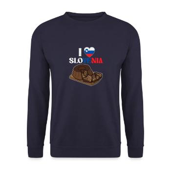 Slowenien Rollkuchen Potica Wallnuss Kuchen - Unisex Pullover - Navy - Vorne - Alina (178cm) & Michal (187cm)
