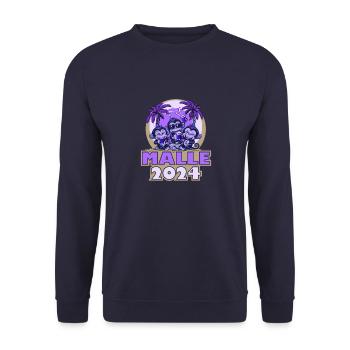 Malle 2024 Mallorca Saying Monkey Beer - Unisex Sweatshirt - navy - Front - Alina (178cm) & Michal (187cm)