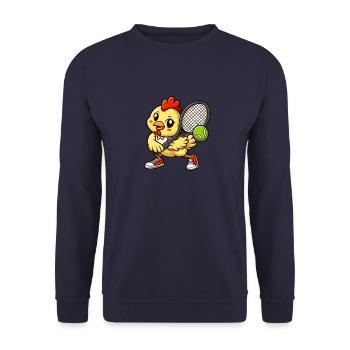 Chicken Chick Tennis Comic Player Sport Tennis - Unisex Sweatshirt - navy - Front - Alina (178cm) & Michal (187cm)