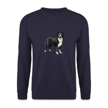 Border Collie Hund - Unisex Pullover - Navy - Vorne - Alina (178cm) & Michal (187cm)