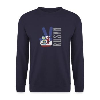 Rusyn Volk Rusnak Ruthenen Diaspora Slawen - Unisex Pullover - Navy - Vorne - Alina (178cm) & Michal (187cm)