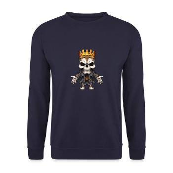 King Crown Skeleton - Unisex Sweatshirt - navy - Front - Alina (178cm) & Michal (187cm)