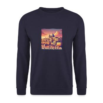 La Valette, Malte, coucher de soleil, ville de vacances - Sweat-shirt Unisexe - marine - Devant - Alina (178cm) & Michal (187cm)