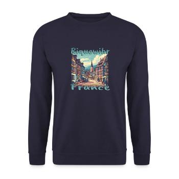 Visite à pied de la vieille ville de Riquewihr France Montagnes - Sweat-shirt Unisexe - marine - Devant - Alina (178cm) & Michal (187cm)