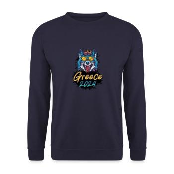 Grèce 2024 Loup de fête - Sweat-shirt Unisexe - marine - Devant - Alina (178cm) & Michal (187cm)