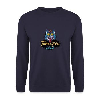 Teneriffa 2024 Party Wolf - Unisex Pullover - Navy - Vorne - Alina (178cm) & Michal (187cm)
