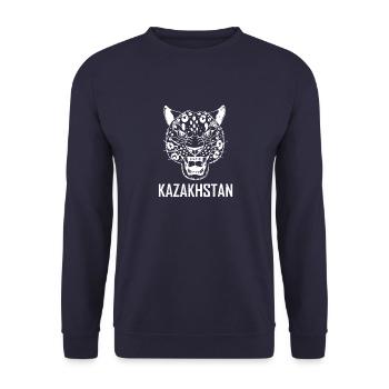 Kasachstan Kasach UdSSR Asien Schneeleopard - Unisex Pullover - Navy - Vorne - Alina (178cm) & Michal (187cm)