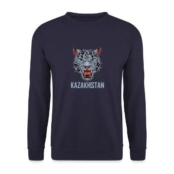 Kasachstan Kasach UdSSR Asien Schneeleopard - Unisex Pullover - Navy - Vorne - Alina (178cm) & Michal (187cm)