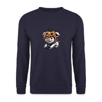 Mignon Halloween Cochon Citrouille Dessin Animé - Sweat-shirt Unisexe - marine - Devant - Alina (178cm) & Michal (187cm)