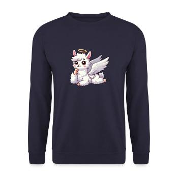 Drôle d’ange lama alpaga avec des ailes et - Sweat-shirt Unisexe - marine - Devant - Alina (178cm) & Michal (187cm)