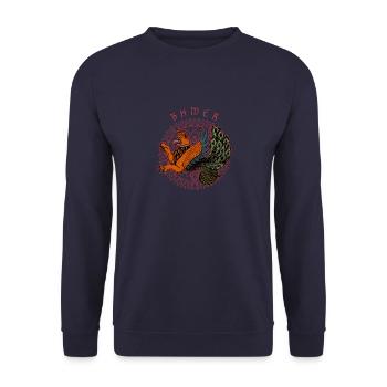 Simurgh Mythologie Faravahar Zarathustra Persien - Unisex Pullover - Navy - Vorne - Alina (178cm) & Michal (187cm)