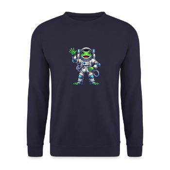 Astronaut Frog Space Universe Cosmonaut - Unisex Sweatshirt - navy - Front - Alina (178cm) & Michal (187cm)