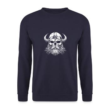 Wikinger Totenkopf Valhalla - Unisex Pullover - Navy - Vorne - Alina (178cm) & Michal (187cm)