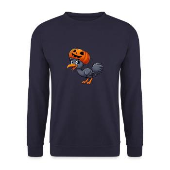 Drôle d’autruche émeu citrouille chapeau Halloween dessin animé - Sweat-shirt Unisexe - marine - Devant - Alina (178cm) & Michal (187cm)
