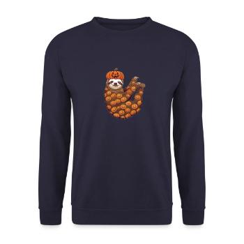 Halloween paresseux citrouille costume pyjama drôle - Sweat-shirt Unisexe - marine - Devant - Alina (178cm) & Michal (187cm)