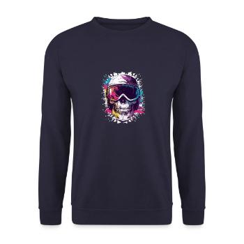Ski Skull Ski Goggles - Unisex Sweatshirt - navy - Front - Alina (178cm) & Michal (187cm)