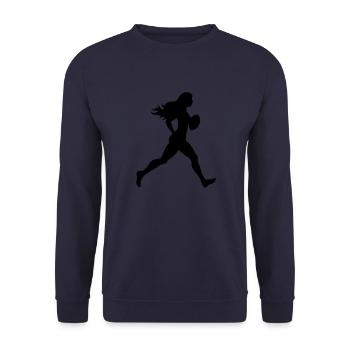 American Football Woman Silhouette - Unisex Sweatshirt - navy - Front - Alina (178cm) & Michal (187cm)