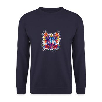 Husky chien crête portrait coloré - Sweat-shirt Unisexe - marine - Devant - Alina (178cm) & Michal (187cm)