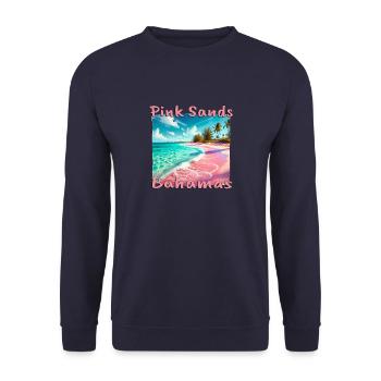 Pink Sands Strand Bahamas tropisch Sonnenuntergang - Unisex Pullover - Navy - Vorne - Alina (178cm) & Michal (187cm)