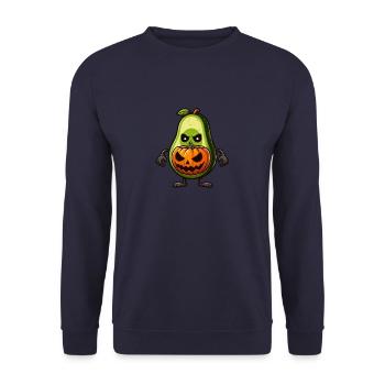 Halloween Avocado Monster Kürbis Cartoon - Unisex Pullover - Navy - Vorne - Alina (178cm) & Michal (187cm)