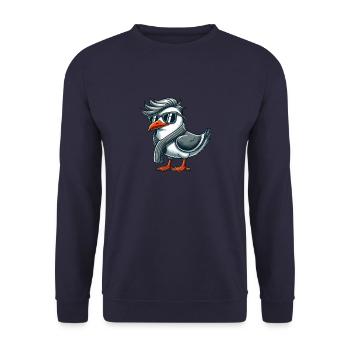 Kühle Möwe Sonnenbrille Sommer Nordsee Ostsee - Unisex Pullover - Navy - Vorne - Alina (178cm) & Michal (187cm)
