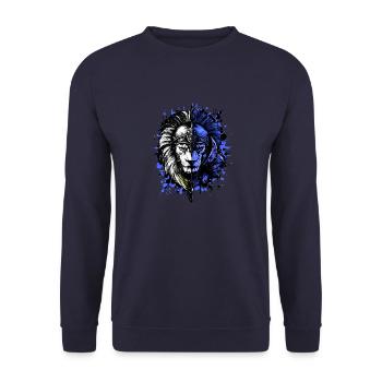 Lion Spartan Sparta Helmet - Unisex Sweatshirt - navy - Front - Alina (178cm) & Michal (187cm)
