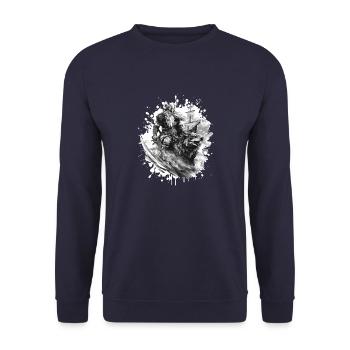 Wikinger Wolf Krieger Valhalla - Unisex Pullover - Navy - Vorne - Alina (178cm) & Michal (187cm)