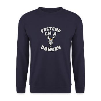Pretend I'm a Donkey – Einfaches Esel-Kostüm - Unisex Pullover - Navy - Vorne - Alina (178cm) & Michal (187cm)