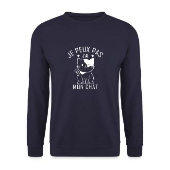 Je peux pas j ai mon chat - Sweat-shirt Unisexe - marine - Devant - Alina (178cm) & Michal (187cm)