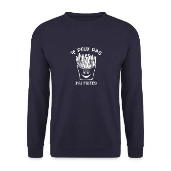 Je Peux Pas J ai frites - Sweat-shirt Unisexe - marine - Devant - Alina (178cm) & Michal (187cm)