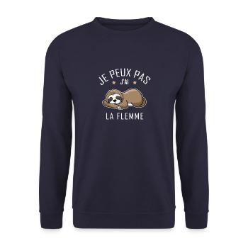 Je Peux Pas J ai La Flemme - Sweat-shirt Unisexe - marine - Devant - Alina (178cm) & Michal (187cm)