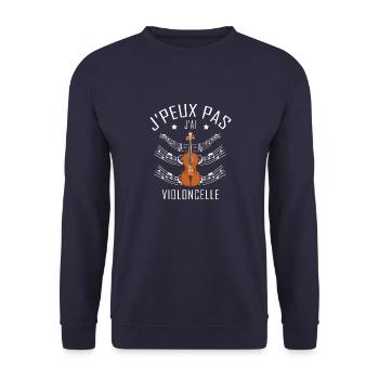 Je Peux Pas J ai Violoncelle - Sweat-shirt Unisexe - marine - Devant - Alina (178cm) & Michal (187cm)