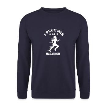 J Peux Pas J ai Marathon - Sweat-shirt Unisexe - marine - Devant - Alina (178cm) & Michal (187cm)