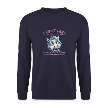 Ich Pupse Nicht, Ich Flüstere Nur in Meiner Hose - Unisex Pullover - Navy - Vorne - Alina (178cm) & Michal (187cm)