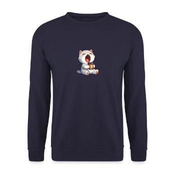 Chat mignon dessin animé café amateur de café Morgenmu - Sweat-shirt Unisexe - marine - Devant - Alina (178cm) & Michal (187cm)