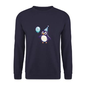 Penguin Birthday Comic - Unisex Sweatshirt - navy - Front - Alina (178cm) & Michal (187cm)