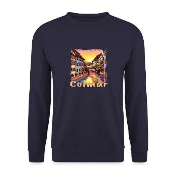 Colmar, French port city, old town, old building - Unisex Sweatshirt - navy - Front - Alina (178cm) & Michal (187cm)