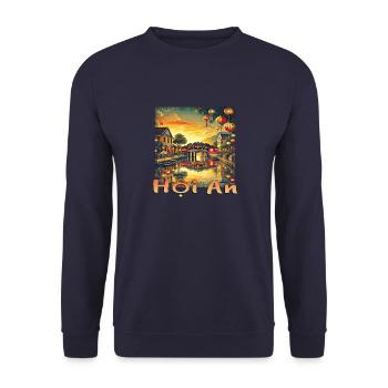 Hoi An Vietnam Old Town Sunset Grunge - Unisex Sweatshirt - navy - Front - Alina (178cm) & Michal (187cm)
